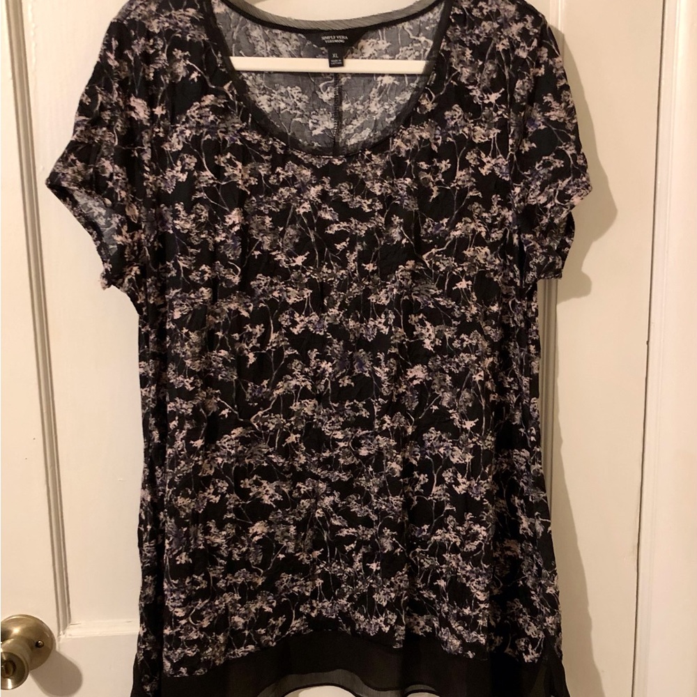 Simply Vera Vera Wang Black and Pink Asymmetrical Tunic